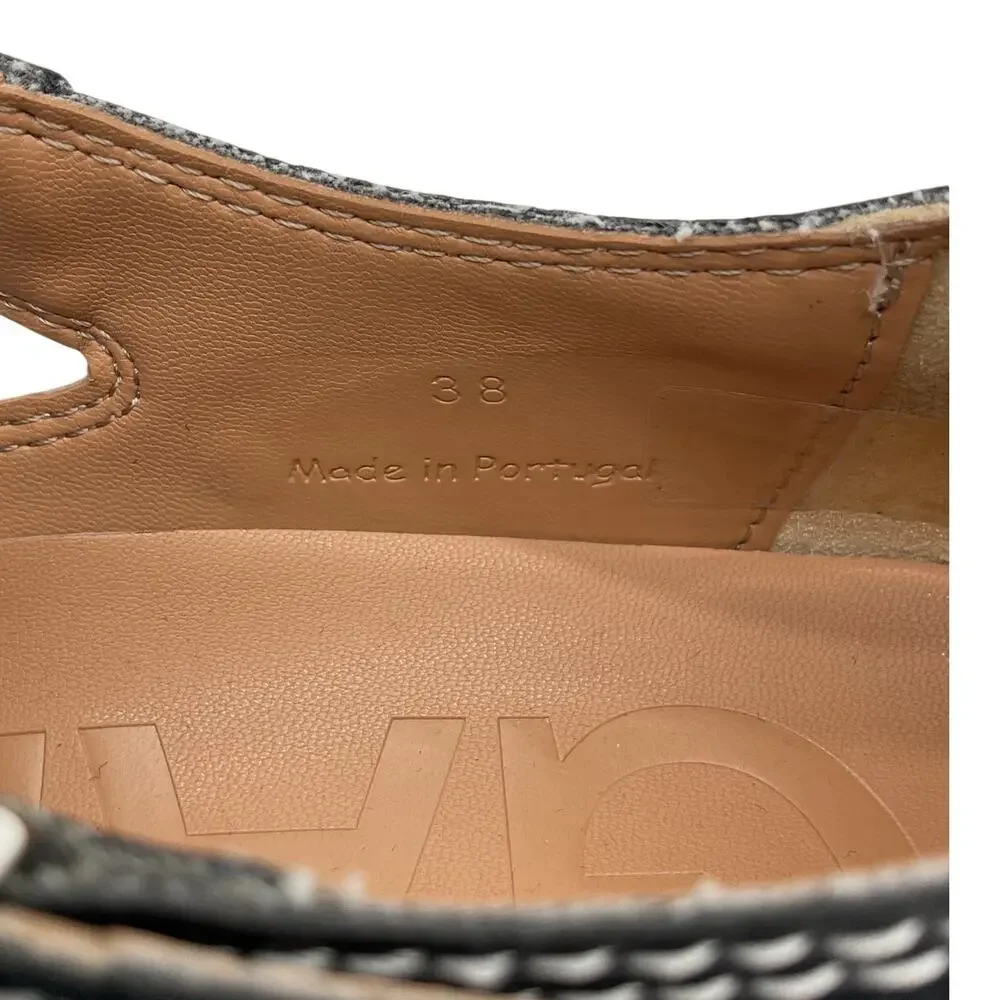 Ganni Sleek Black White Everyday Buckle Mary Jane Shoes Size EU 38 / US 8 - Picture 5 of 6